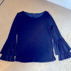 Navy blouse with flare sleeves